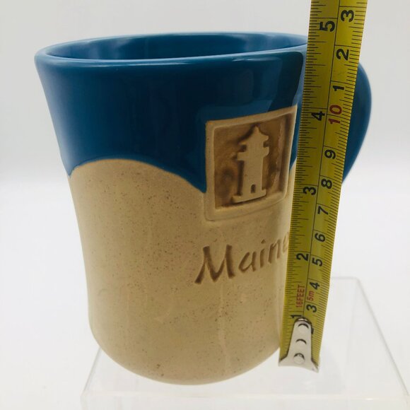 Maine Lighthouse Potters Mug Stoneware Blue Tan - Picture 8 of 9